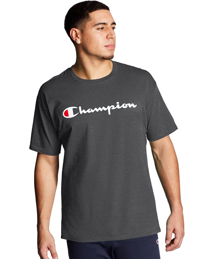 Champion Classic Jersey Script Logo - Miesten TummanHarmaat T-Paita - Suomi 5231407-PR